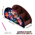 DIY diamond painting desk organizer with flower patterns and dimensions shown - Floral