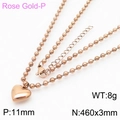Collier avec pendentif cœur en or rose 18 carats avec chaîne à billes et fermoir mousqueton - Collier Or Rose (KN234396-Z)