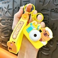 Cute yellow cartoon Capybara keychain featuring a rotating camera charm and a wrist strap - Projection Camera - Yellow