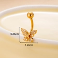 Golden stainless steel butterfly belly button ring with sparkling zircon inlays - Style 3-Butterfly / Gold