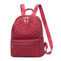 Waterproof burgundy quilted oxford cloth backpack with gold zippers and adjustable straps - Burgundy