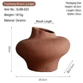 Jarrón irregular minimalista de cerámica marrón con acabado de textura cepillada - Cerámica / Marrón Pico - Grande