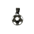 3D soccer ball pendant necklace in 316 stainless steel with black and white drip oil finish - Black Small - No Chain