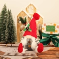 Nordic Christmas gnome plush with red knit hat and grey plaid outfit in a festive setting - Red