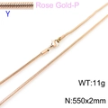 Minimalist rose gold round snake chain necklace with lobster clasp, 550x2mm, 11g weight - Rose Gold 2.0mm Snake Chain (KN203757-Z)