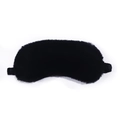 Faux rabbit fur sleep eye mask in black color with elastic band for travel - Solid Faux Rabbit Fur / Black