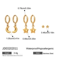 Golden stainless steel celestial earrings set with moon and star pendants dimensions - Moon Star Pendant Set(JDE0202011)