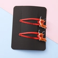 Christmas reindeer hair clips with red glitter base and resin deer charms for kids - Reindeer 2#