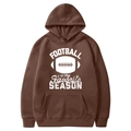 Brauner Hoodie mit weißem Football is my Favorite Season Druck im Ghost-Mannequin-Stil - S / Oberteile / Braun