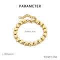 Macro detail of 3D gold heart links on a stainless steel bracelet with lobster clasp - Heart Link (KB185409-KJX) / Gold