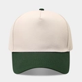 Detail of two-tone baseball cap with beige cotton fabric and dark green brim stitching - Beige/Army Green