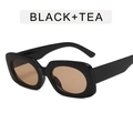 Occhiali da sole retrò con montatura nera spessa e lenti marroni per uno stile alla moda - Nero Lucido Tè Chiaro