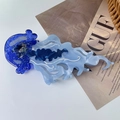 Blue jellyfish acetate hair claw clip with glitter accents and cutout details - Blue Jellyfish