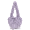 Elegante borsa a spalla a forma di cuore in finta pelliccia viola con trama soffice - Viola