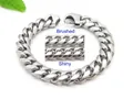 Silbernes Edelstahl-Panzerarmband für Herren in gebürsteter und glänzender Ausführung - Eine Seite Gebürstet Eine Seite Glänzend Silber (KB116425-Z)