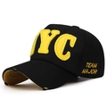 Cappellino NYC nero consumato con ricamo giallo e visiera a contrasto cromatice - Regolabile / Nero