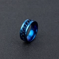 Blue electroplated stainless steel spinner ring with center chain for stress relief - All Blue