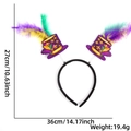 Detailed dimension guide for Mardi Gras headband showing 27cm height and 36cm width - Purple Top Hat Feather Style