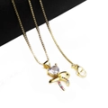 Golden box chain necklace with heart-shaped zircon and colorful ribbon bow pendant - Pendant And Necklace (16)