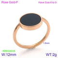 Elegante 12mm roségouden titanium stalen ring met zwarte ronde inleg in maten 6 tot 9 - US 6 / Roségoud