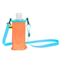 Portable orange mesh water bottle bag with sky blue adjustable strap for outdoor travel - Orange with Blue Strap Cup Holder