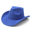 Detail of royal blue suede cowboy hat showing textured fabric and wide brim - M(56-59CM) / Royal Blue Suede