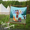 Détail du drapeau de camping bleu avec illustration de scout et chien pour décoration - 73X95CM (Modèle à boucle amélioré) / Scout et Shiba Inu (Camping 9)
