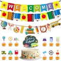 Complete Back to School party decoration set with Welcome banner and cake toppers - Back to School Decoration Set (Style B)