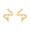 French vintage abstract gold wavy earrings in irregular titanium steel design - Gold