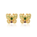 Exquisite gold-plated butterfly stud earrings set with vibrant multi-color zircons - Multicolor Zircon Butterfly (Style 3)