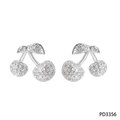 Orecchini a ciliegia argento con cristalli scintillanti per uno stile di gioielli carino - Orecchini a Ciliegia Argentati (PD3356)