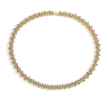 Collana in oro a terra con maglie a quadrifoglio nere e strass scintillanti incastonati - Collana con strass arcobaleno oro