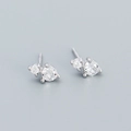 Sparkling S925 sterling silver stud earrings with double cubic zirconia stones - 925 Silver / White Gold