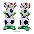 Inflatable soccer ball party column with star accents and green base, size 70x155cm - Standing Five-Star Soccer