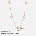 Gold stainless steel heart necklace with butterfly details and exact measurements - Hollow Heart
