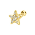 Orecchino per cartilagine a stella dorata con zirconi bianchi e chiusura a sfera a vite - 6# Stella con Zircone / Oro