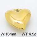 Polished golden heart pendant 16mm width 4.5g weight for handmade DIY jewelry - Gold (KLJ4944-Z)