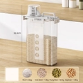 2.5L grey airtight cereal container with scale and measuring cup for grain storage - 2 Pack - 3L Cereal Jar