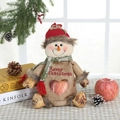 Christmas snowman drawstring gift bag with transparent heart window and red Merry Christmas text - Snowman with Feet & Heart Window