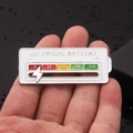 My Social Battery enamel pin with sliding lightning bolt showing mental energy levels - Social Battery Slider White