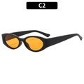 Y2K vintage small frame sunglasses with black frame and vibrant orange oval lenses - Black Frame Yellow Lens