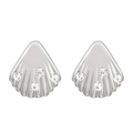 Silver shell-shaped stud earrings with sparkling crystals for elegant women - White K Stud Earrings (S268)
