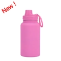 Pink 650ml stainless steel sports bottle with matte finish and portable handle - Rose Red - Sport (New)