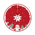 Rote Weihnachtsbaumdecke mit Cartoon-Weihnachtsmann, Schneemann und roten Schleifen - 90CM Gebürsteter Stoff Baumdecke 030 / 90cm