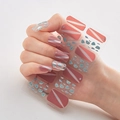 Cat eye dusty pink nail stickers with shell flake accents DQ3-012 for manicure - Bean Paste Pink Cat Eye Shell Flakes Style (DQ3-012)
