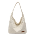 Borsa tote in velluto a coste bianco crema, capiente e con tasca esterna per il tempo libero - Bianco Sporco