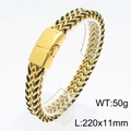 Men's double-row black leather and gold stainless steel chain bracelet with magnetic clasp - Gold Two-Tone Braided Style / Gold Black