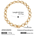 Gouden 18K vergulde roestvrijstalen grove O-ketting halsketting met handige OT-sluiting - Grobe O-Ketting Stijl (JDN0106050)