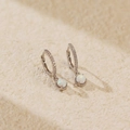S925 Sterling Silber Creolen mit weißen Opal-Anhängern und Zirkonia-Besatz im Set - Platin (Weißer Opal)