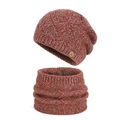 Set berretto e scaldacollo in maglia misto arancio e bianco con calda fodera in peluche - Rosso Misto Set 2 Pezzi (6124)